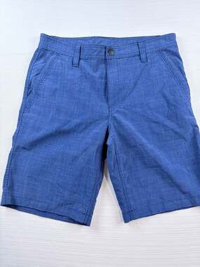 G.H. Bass & Co. Blue Micro-Check Flat Front Casual Chino Shorts Men's Size 30W